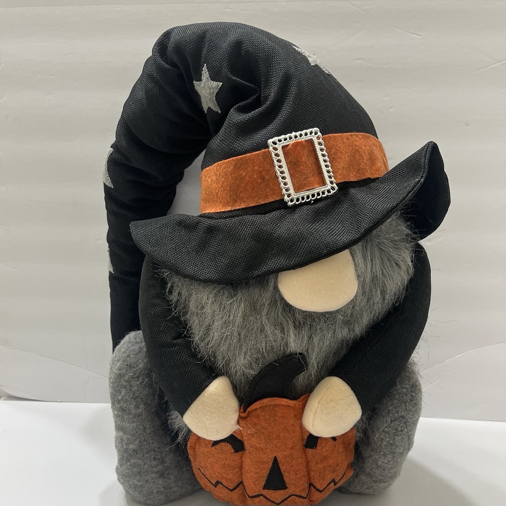 Halloween Gnome Plush Decor Shelf Sitter 17" Fabric Pumpkins